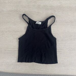 ETERNE Ribbed Crop Tank in Black Size XS